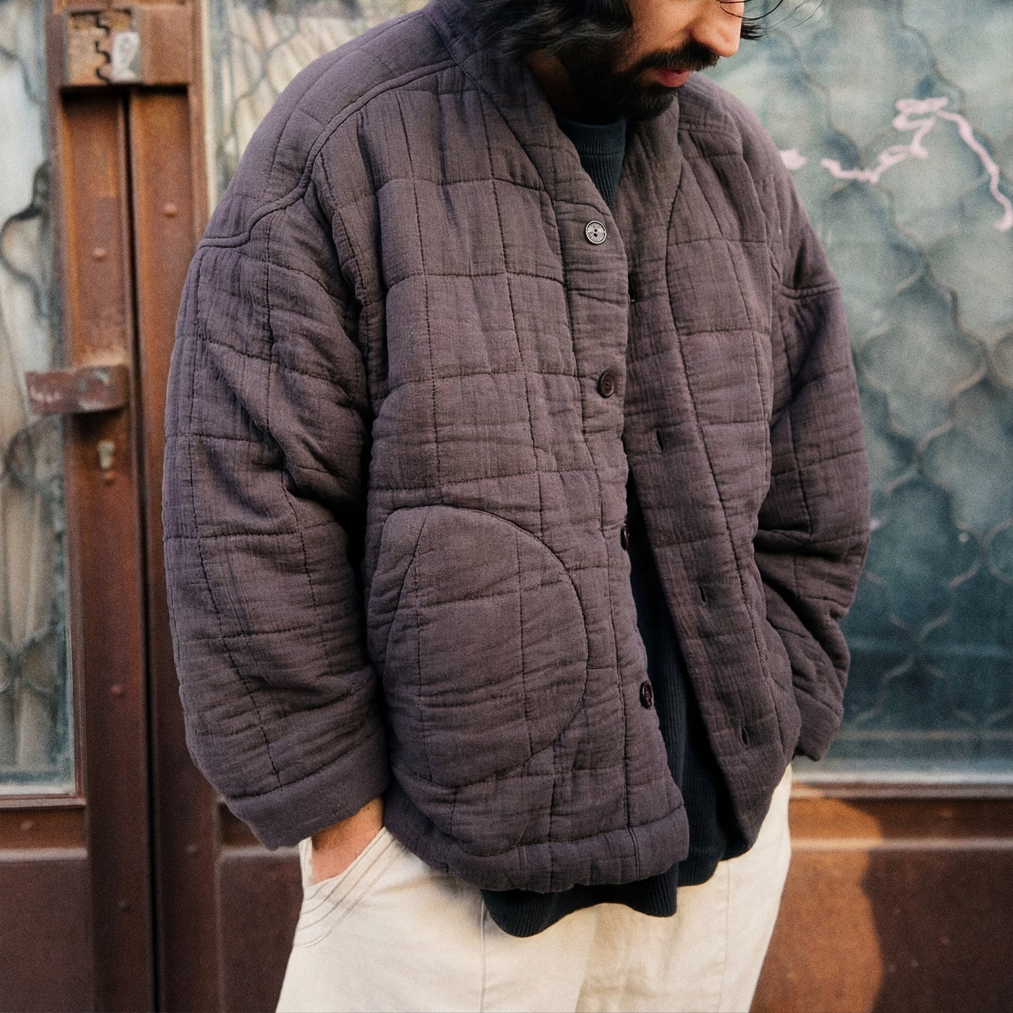 nook quilted jacket in dark