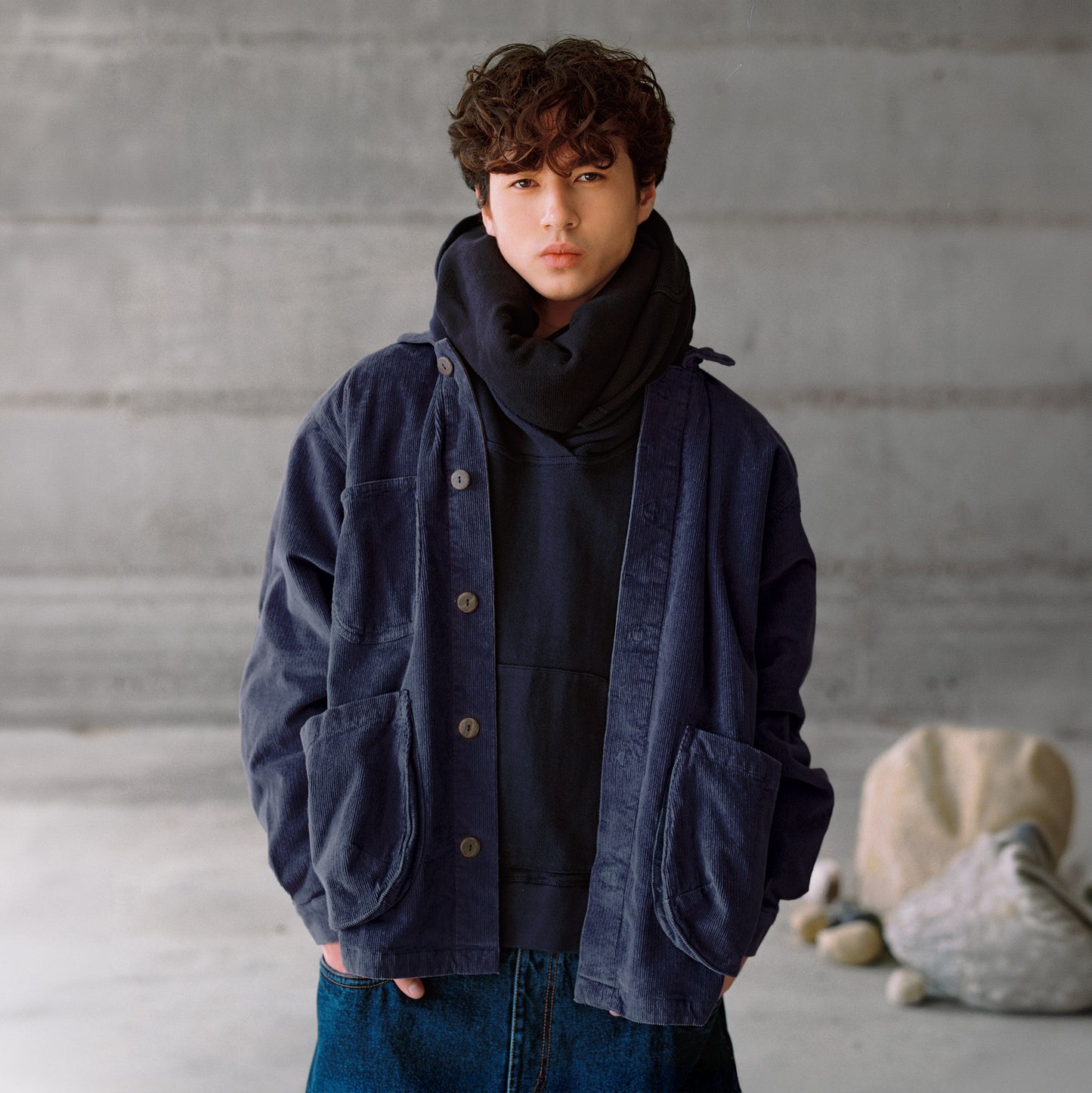 pebble jacket in dark blue
